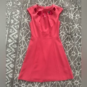 EUC 6 Vince Camuto Coral Pink A Line Cap Sleeve Cutout dress lined zipper back